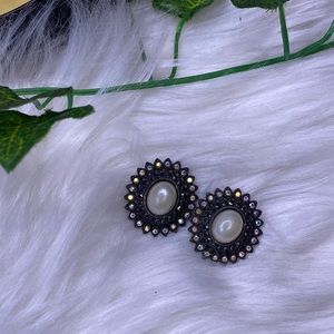 Pearl and rhinestone post earrings